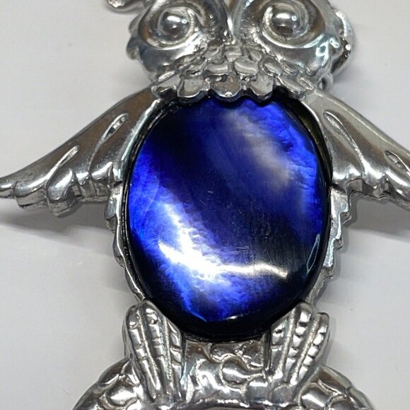 Reed and Barton Owl Pendant Necklace Blue Swirl Jelly Belly Pewter Bird Boxed N8 - Picture 16 of 16
